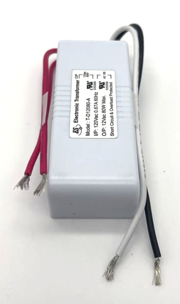Anchorn ES 80W, UL Electronic Transformer 120V To 12V 3.4″L x 1.3″W x 0.6″H