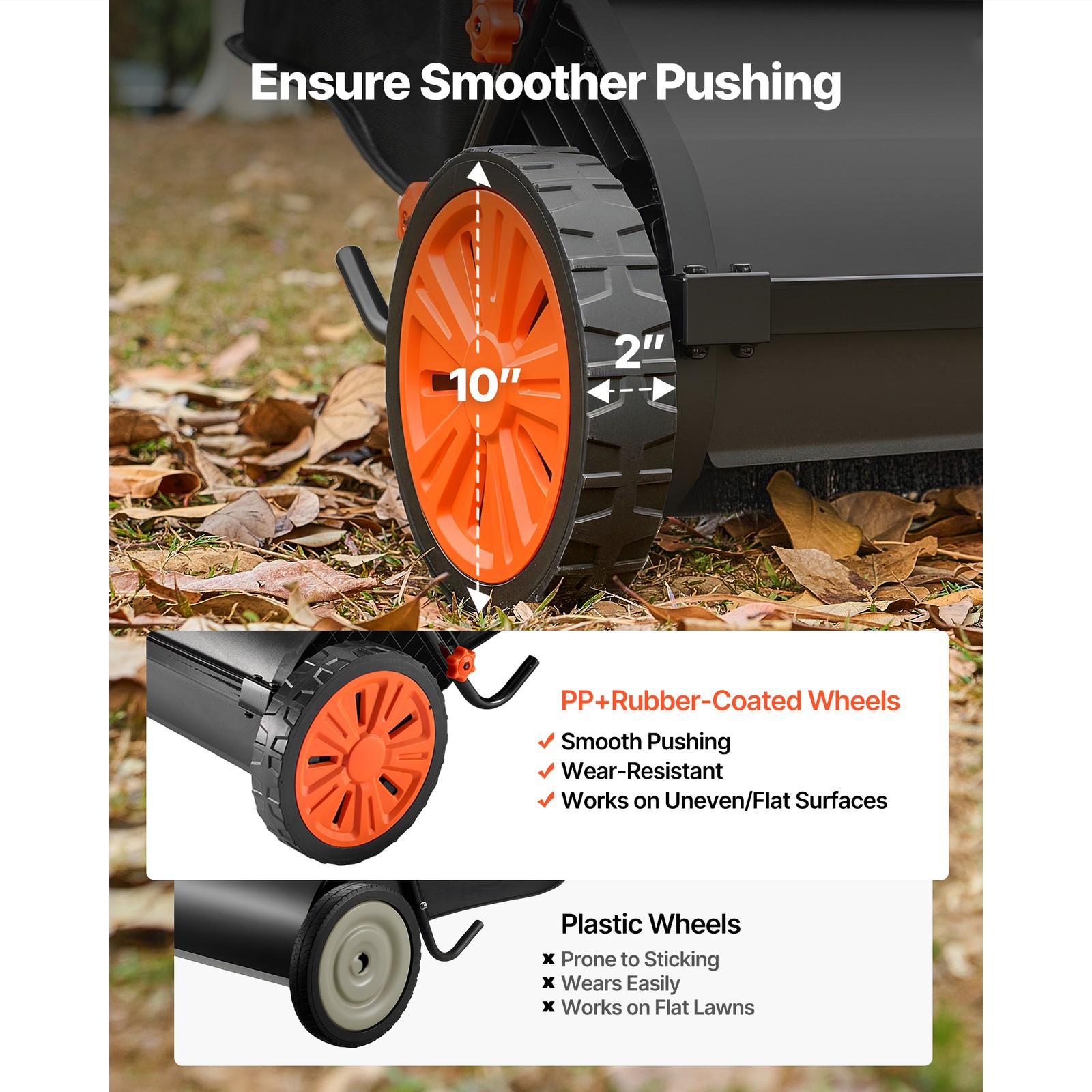 Uimoso Push Lawn Sweeper 30 in with 12 cu. ft. Hopper for Leaves Collection