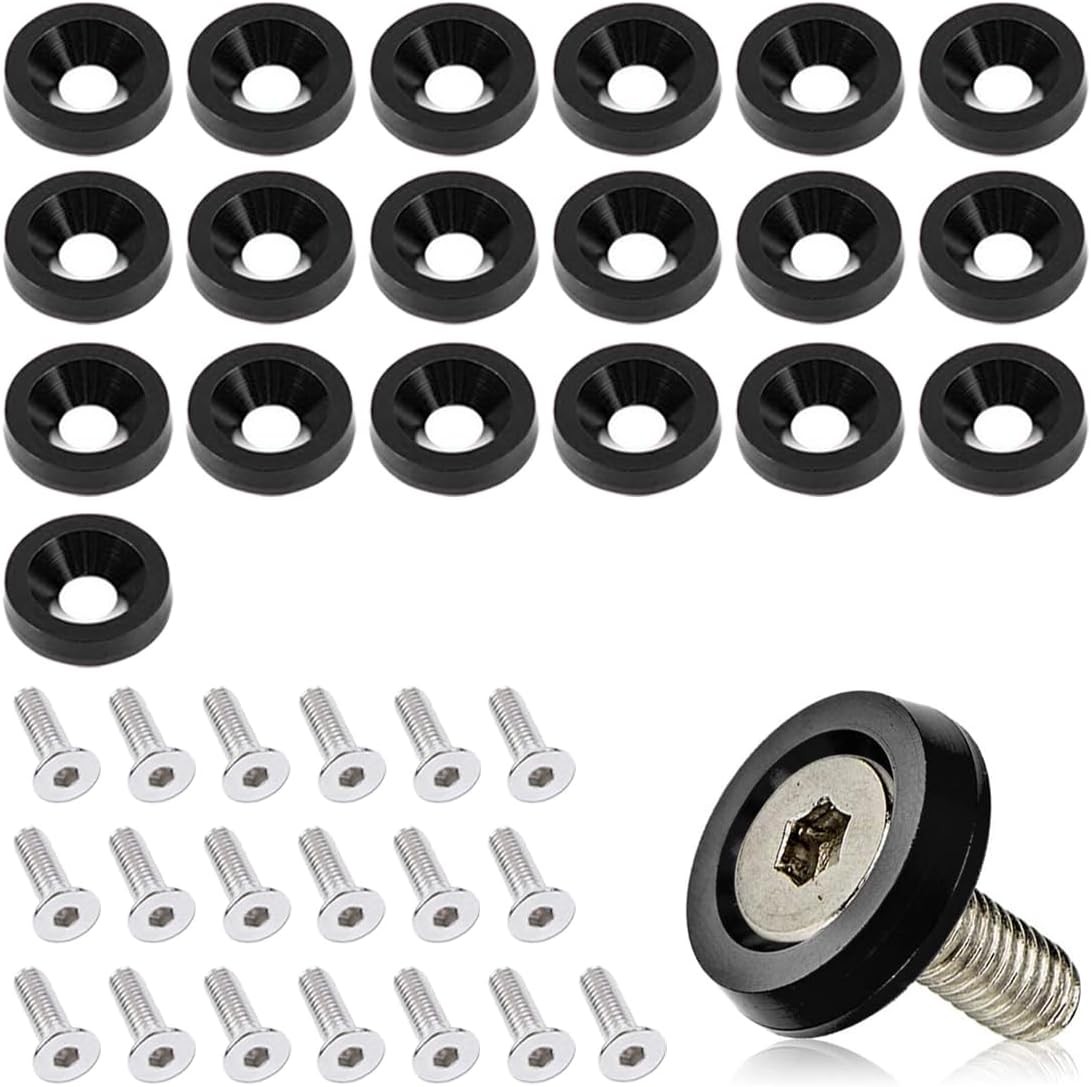 20PCS Aluminum Bumper Fender Washer Stainless Steel Bolts, Engine Bay Dress Up F