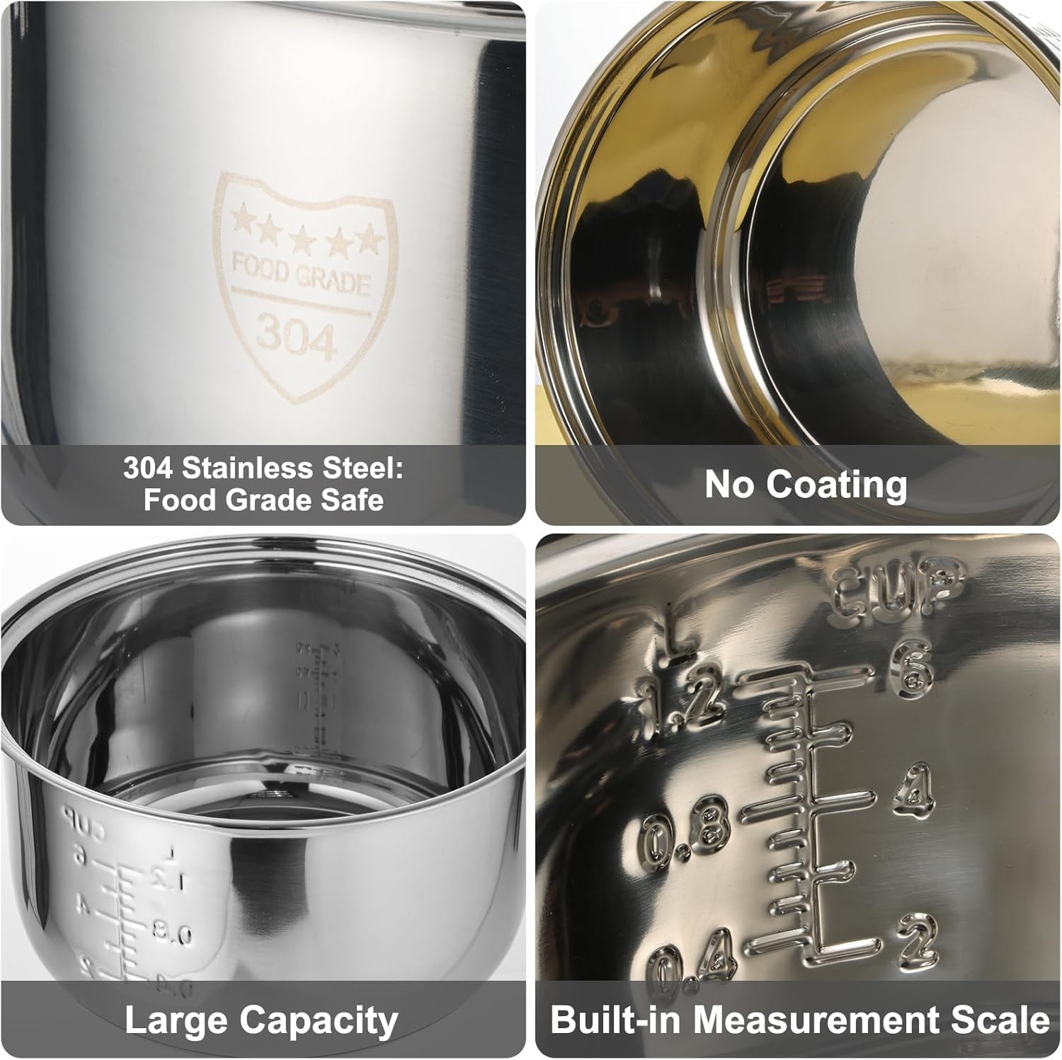 Easy-to-Clean 304 Stainless Steel Inner Pot for Zojirushi Rice Multi-Cooker