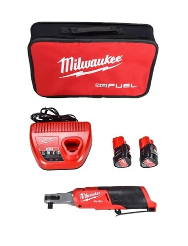 Milwaukee M12 FUEL 12-V Brushless Cordless 3/8 in. Ratchet Kit w/(2) Batteries