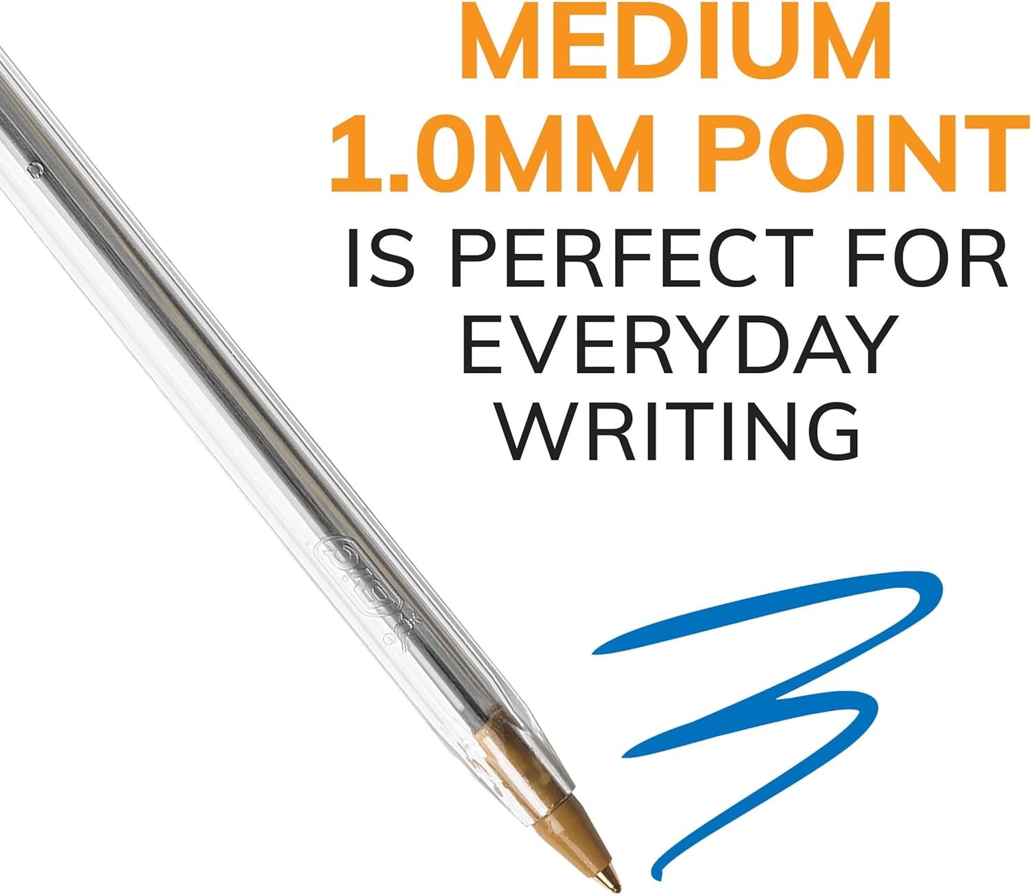 BIC Cristal Xtra Smooth Blue Ballpoint Pens, Medium Point (1.0mm), 12-Count P