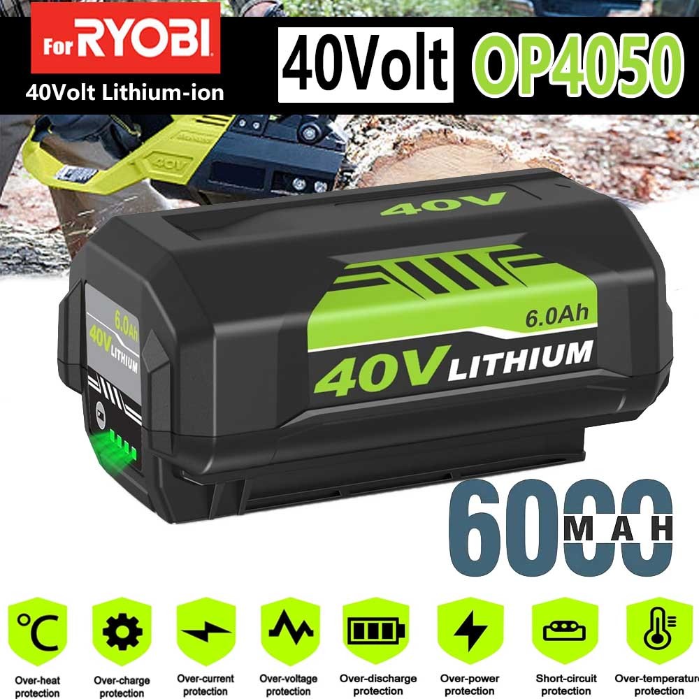 1~2Pcs For Ryobi 40V 8.0Ah Li-ion Battery OP4050 OP40602 OP40201 OP40501 3.5Ah