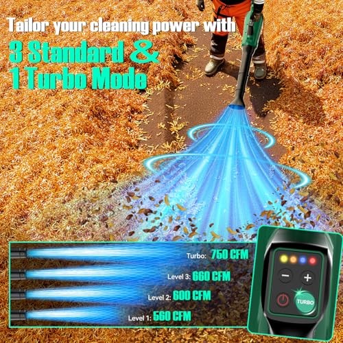 Cordless Leaf Blower with Battery and Charger, 750CFM Black and Light Green