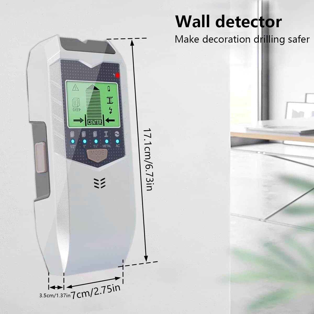 5-in-1 Digital Stud Finder Wood Metal Pipe Wire Wall Scanner Sensor LCD Detector