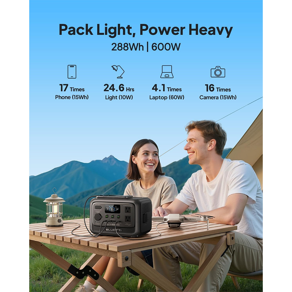 BLUETTI Elite 30 V2 288Wh Portable Power Station Generator for Road Trip