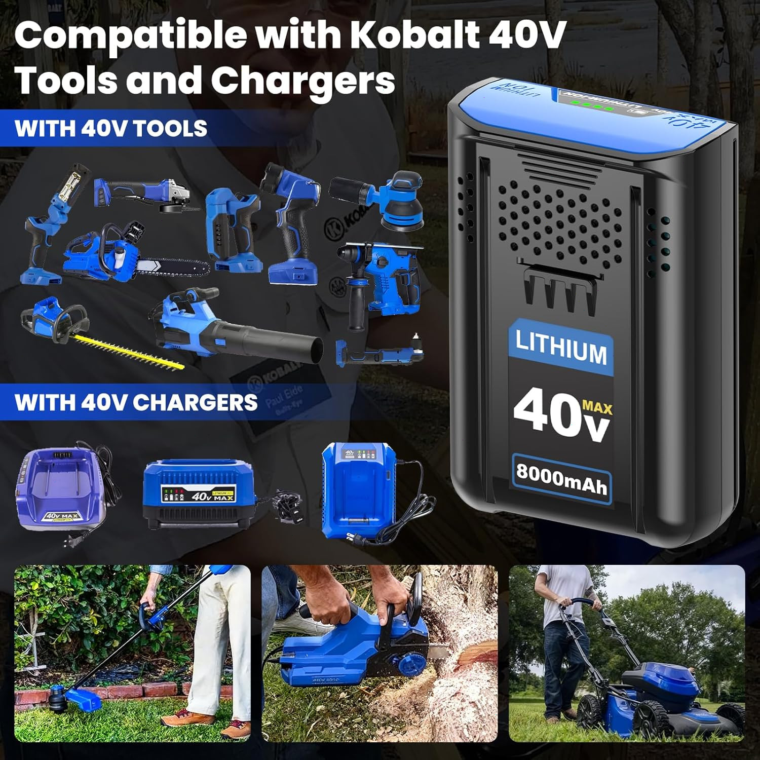 8000mAh For Kobalt 40V 8.0Ah Extended Run Li-Ion Battery KB440-03 KB540-06 NEW