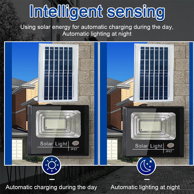 6500K 500W Outdoor Solar Flood Light Street Security Floodlight Dusk to Dawn