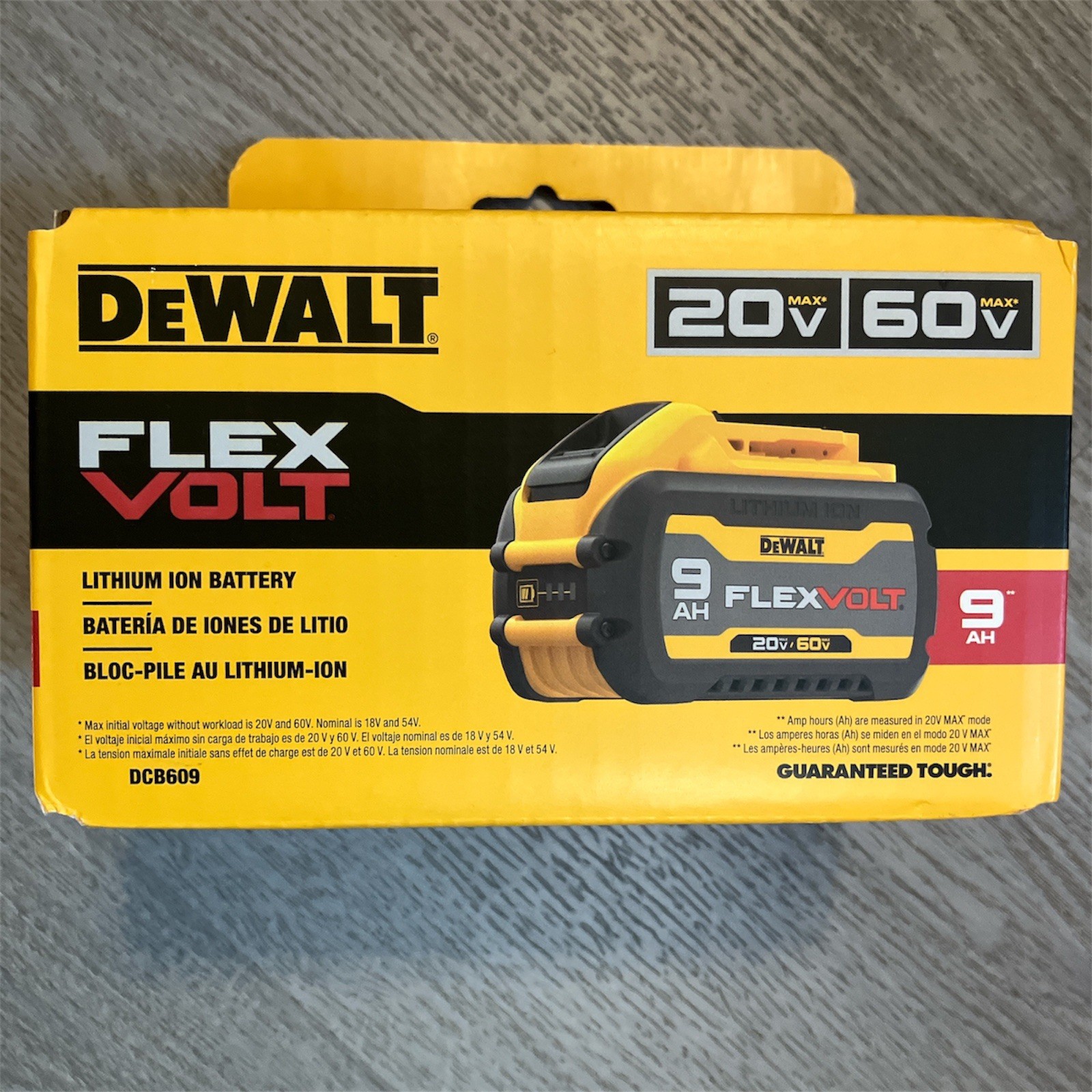 Batería Dewalt de 20 vatios/ 60 vatios flex volt 9 AH