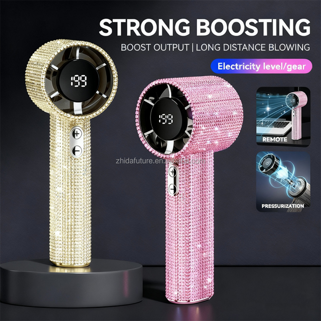 Portable Handheld Turbo Fan – Fashion Full Diamond 1800mAh