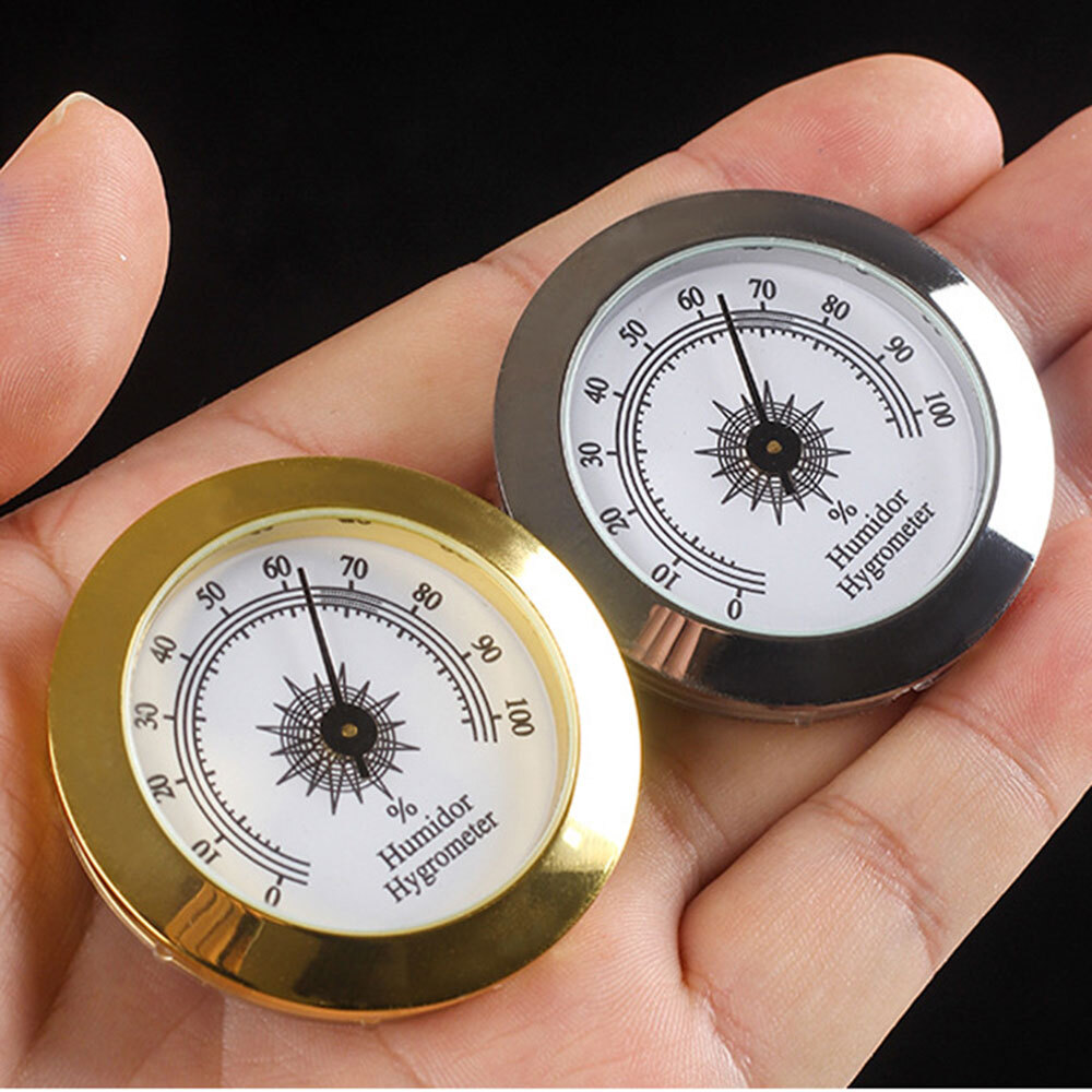 2 PCS Gold and Silver Frame 2″ Analog Hygrometer for Cigar Humidor Replacemen ^