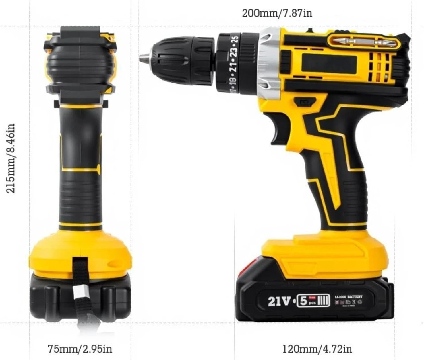 48V Cordless Drill Electric Screwdriver 3/8 Keyless Chuck Work Light