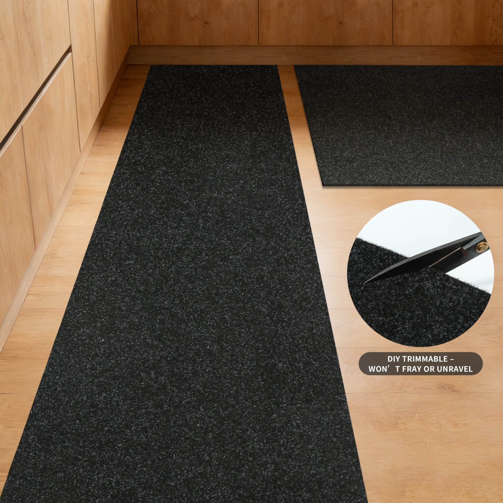 Black Runner Rug 2-6ft Wide Non Slip Rubber Back Washable Hallway Kitchen Carpet