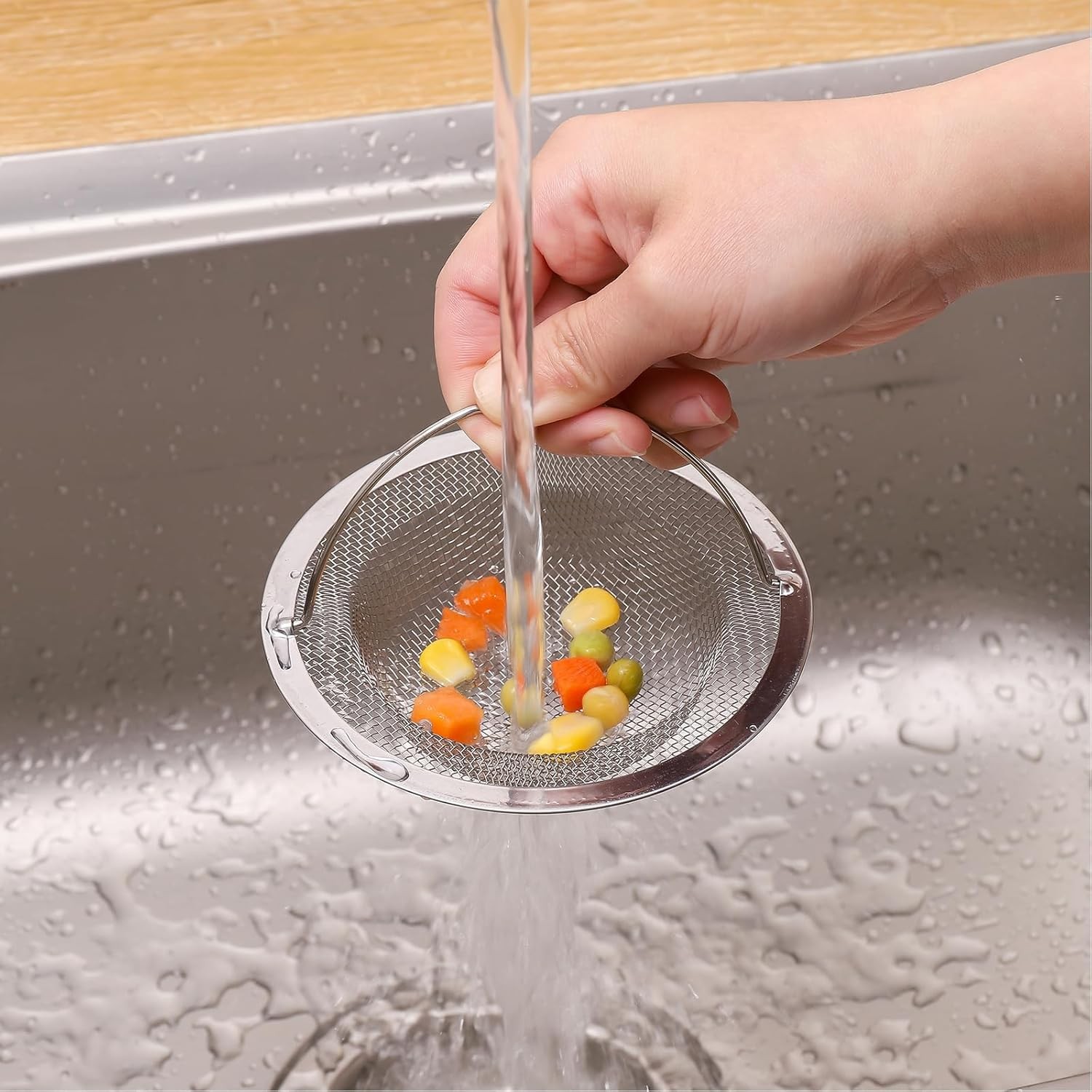 Kitchen Sink Strainer Large Wide Rim 4.5″ Stainless Steel Mesh Drain Filter