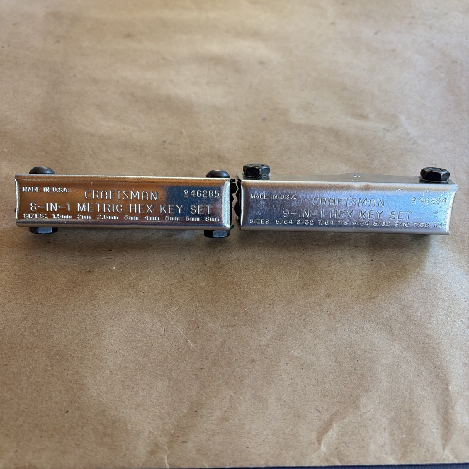 2 Vintage Craftsman 46285 8-IN-1 & 46284 9-IN-1 Metric & SEA Hex Key Sets – USA