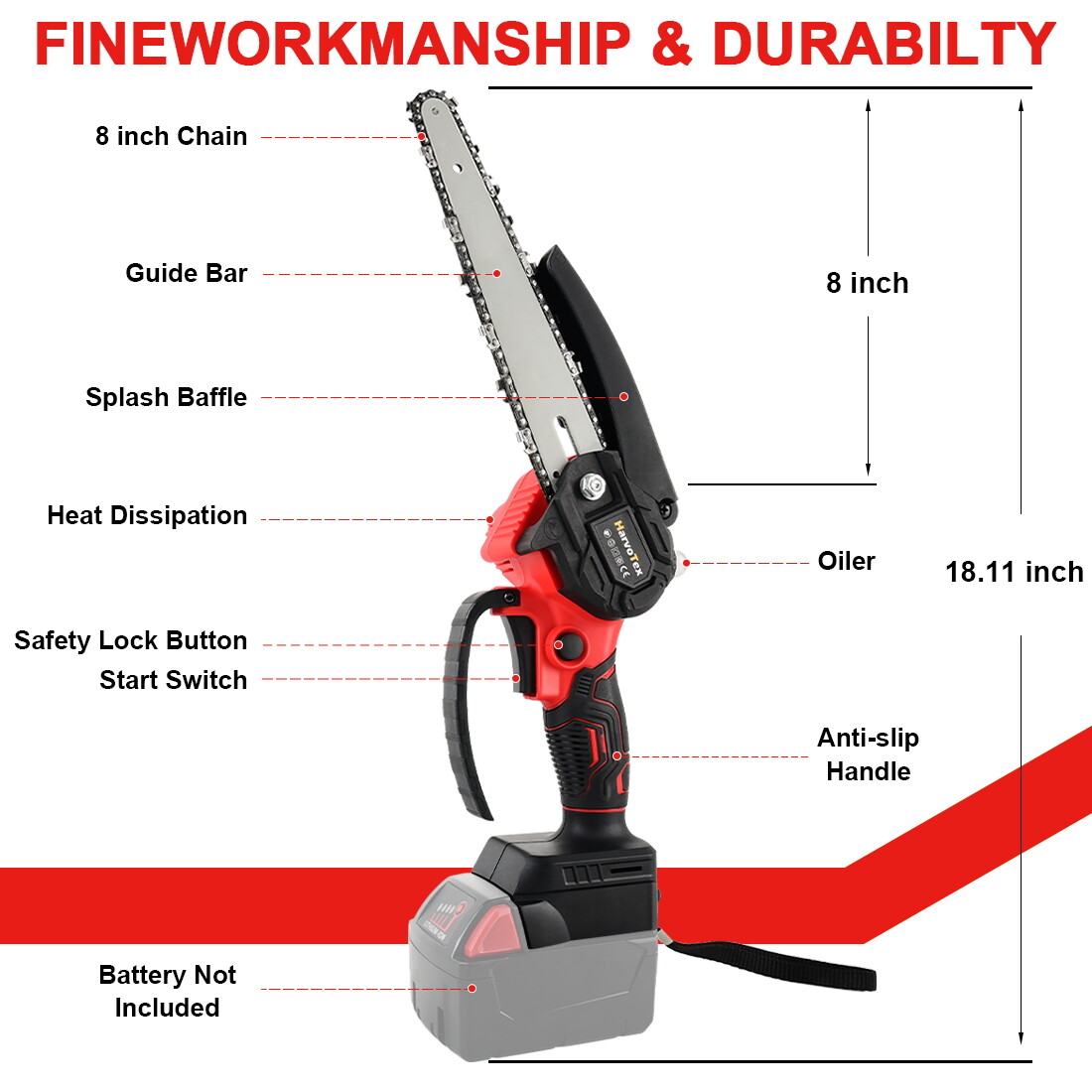 Cordless Mini Chainsaw 8 inch for Milwaukee Powered Wood Cutter NO Battery