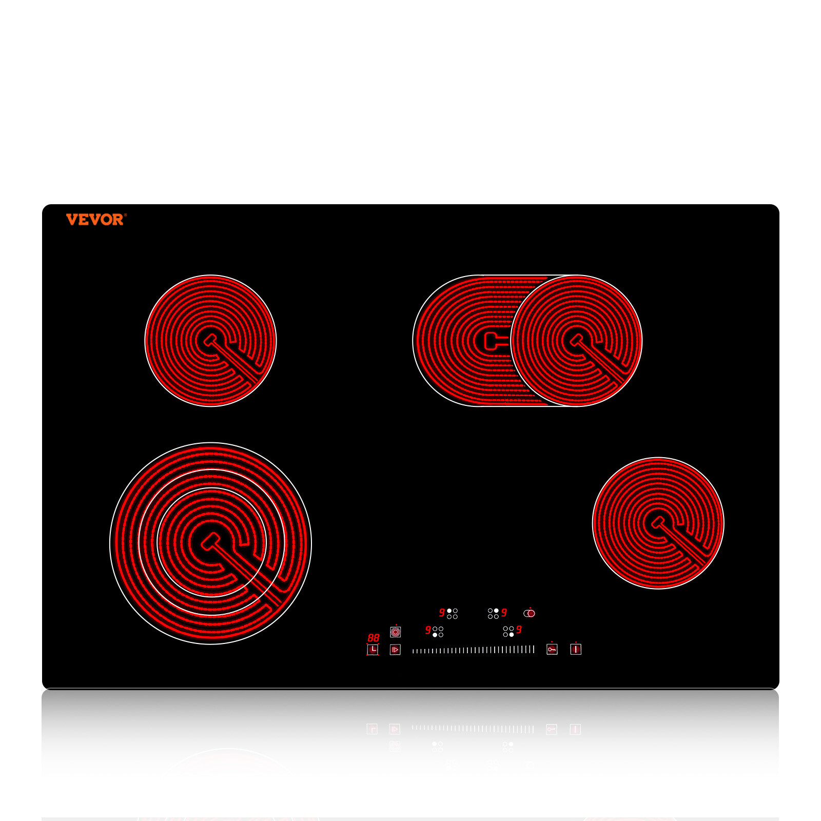 VEVOR 30in Electric Cooktop 4 Burners Ceramic Glass Stove Top Touch Control