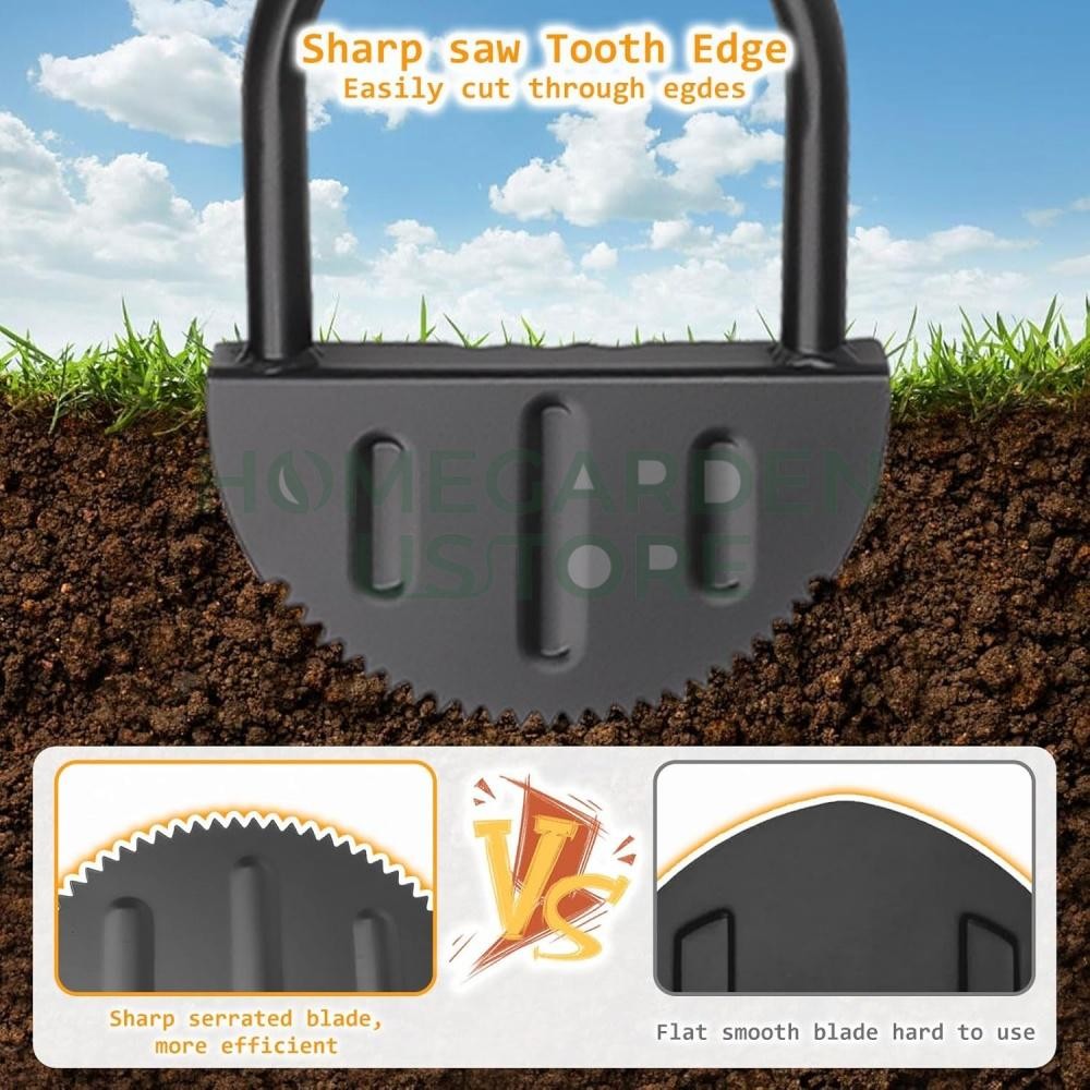 42″ Half Moon Edger w Steel Blade and Long Rubber Handle Saw-Tooth Garden Tool