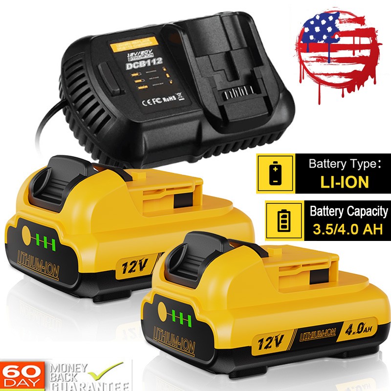 Battery / Charger For DEWALT DCB124 12V 12 Volt MAX Lithium-Ion DCB127-2 DCB121