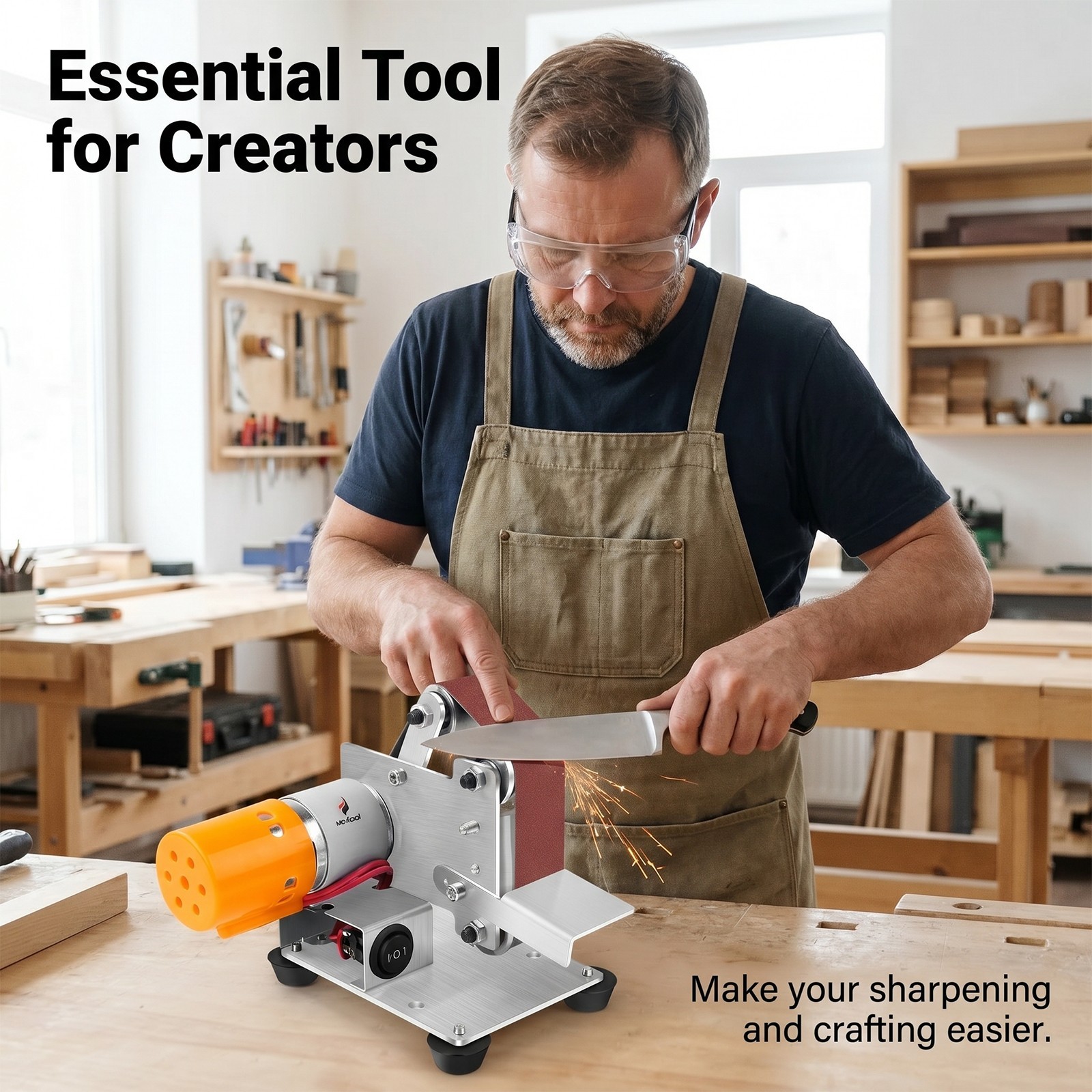 Mini Electric Belt Sander 7 Speed Benchtop Grinder Knife Sharpener Polisher US