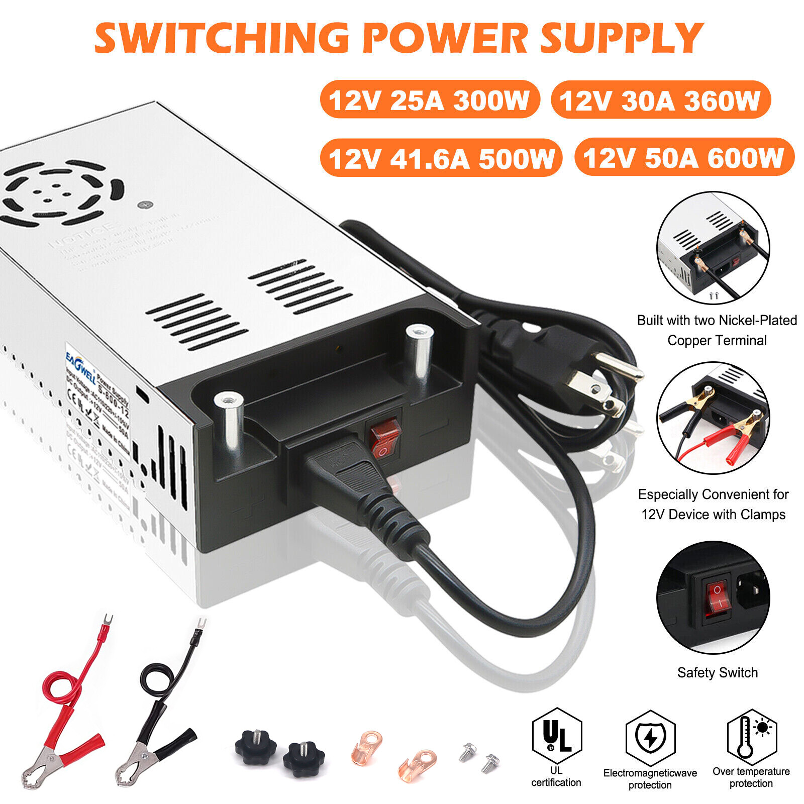 AC 110V To DC 12V 25A-50A 300A-600W Industrial Transformer Switch Power Supply