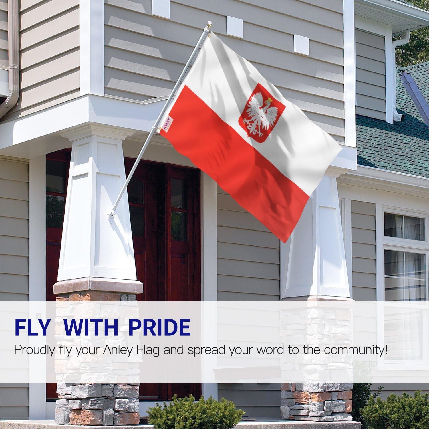 Anley Fly Breeze 3×5 Foot Poland State Ensign Flag – Polish Eagle Flags
