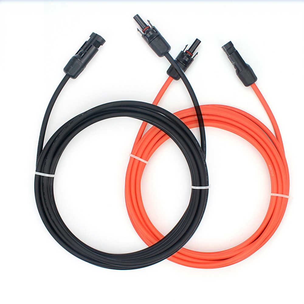 10AWG Black+Red Solar Panel Extension Cable 6.6FT-20FT Female & Male Connectors