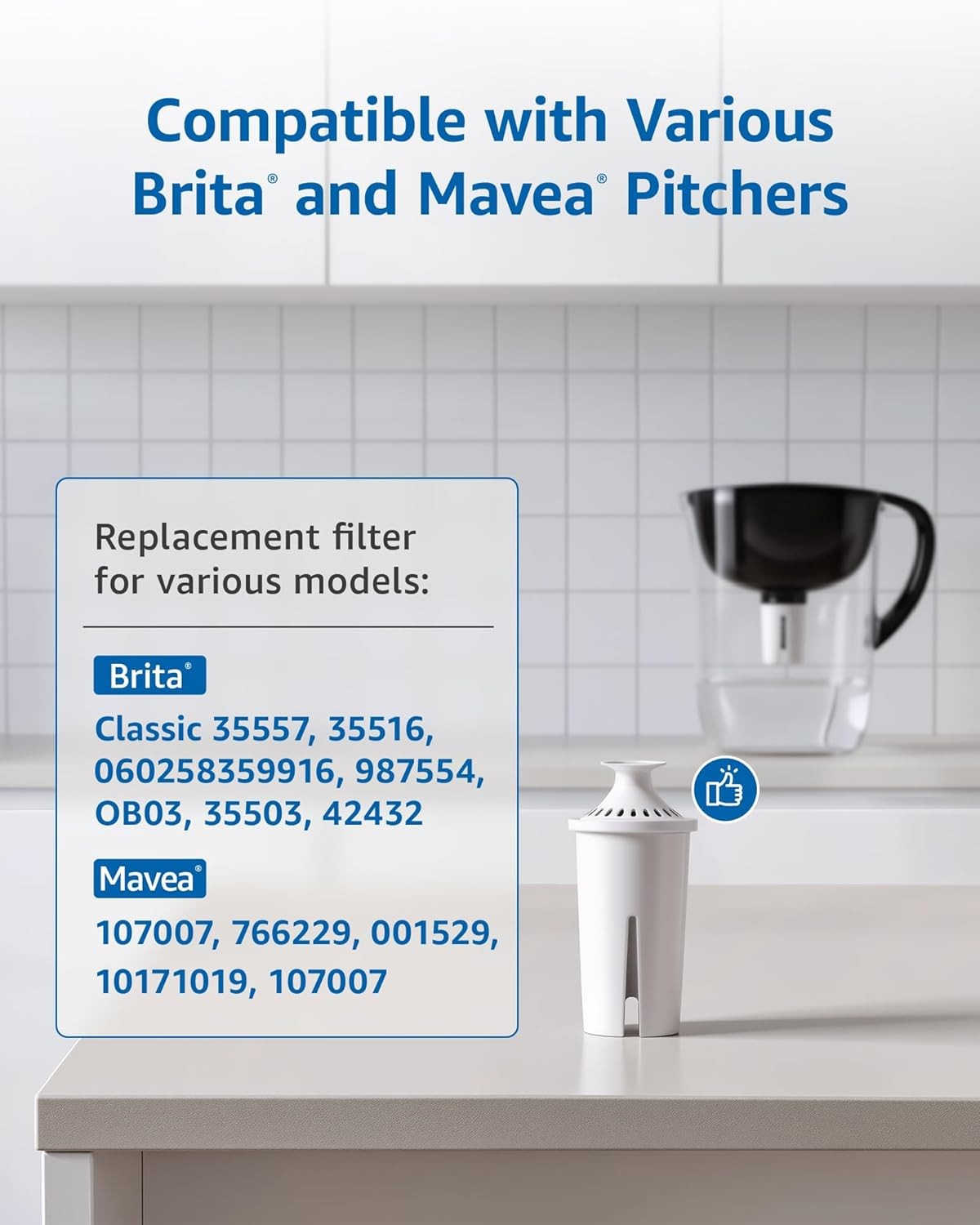 FilterLogic Pitcher Water Filter, Replacement for Brita Classic (6 packs)