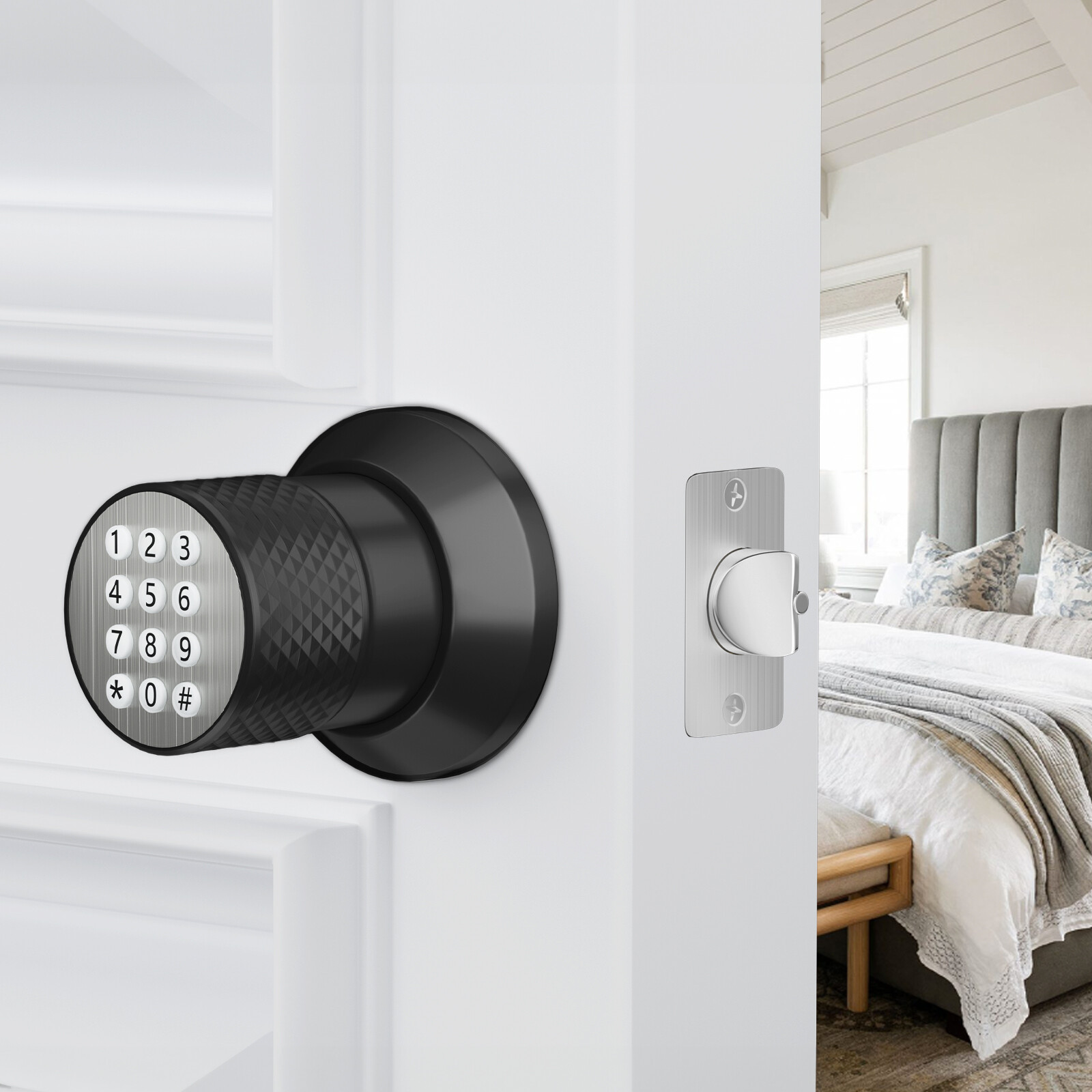 Smart Door Knob Keyless Entry Lock Electronic Touchscreen Deadbolt with Keypad
