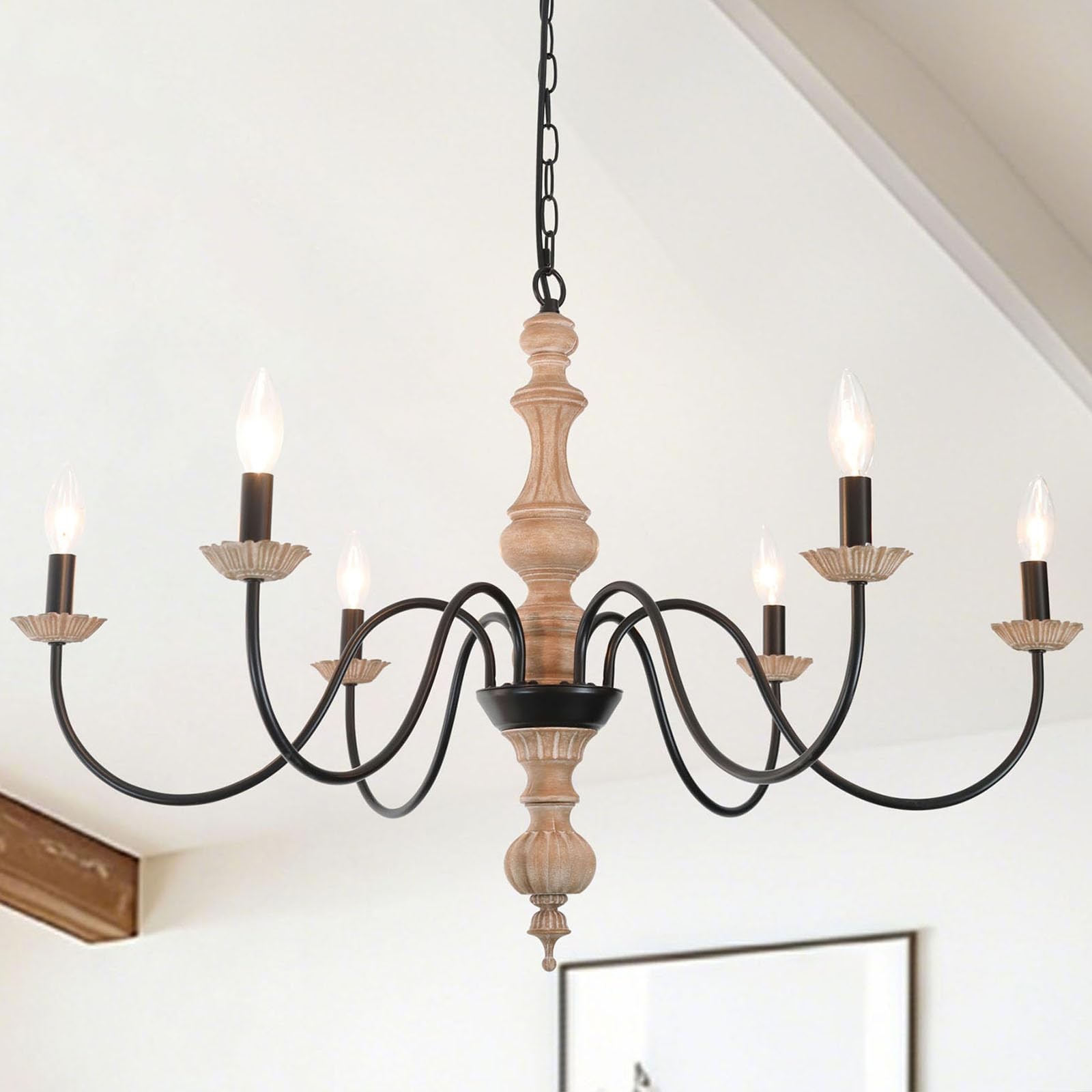 35in Large French Country Chandelier 6 Light Farmhouse Metal Chandeliers Ligh…