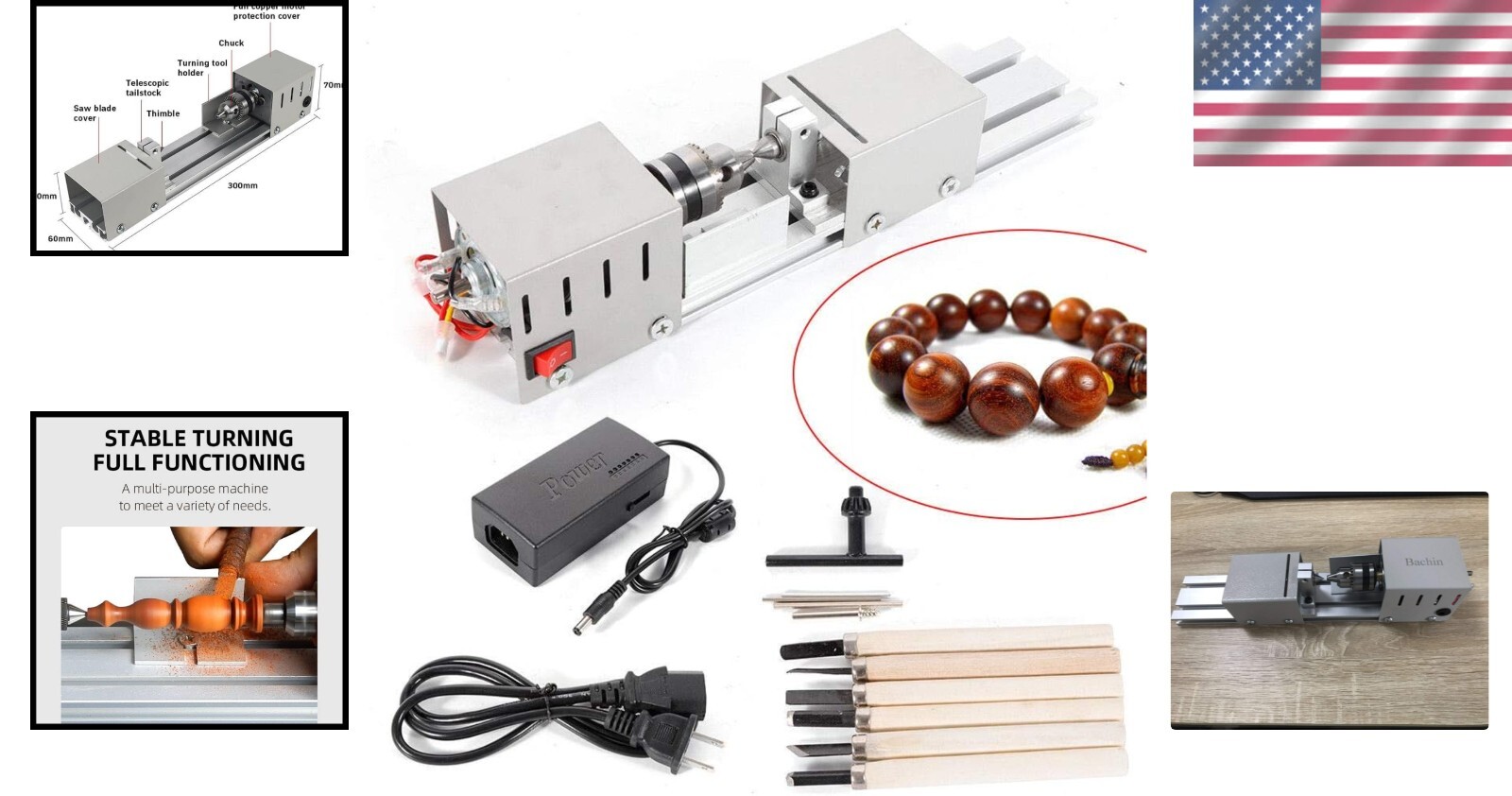 High-Performance Mini Lathe Machine for Crafting & Woodworking – 8000 RPM