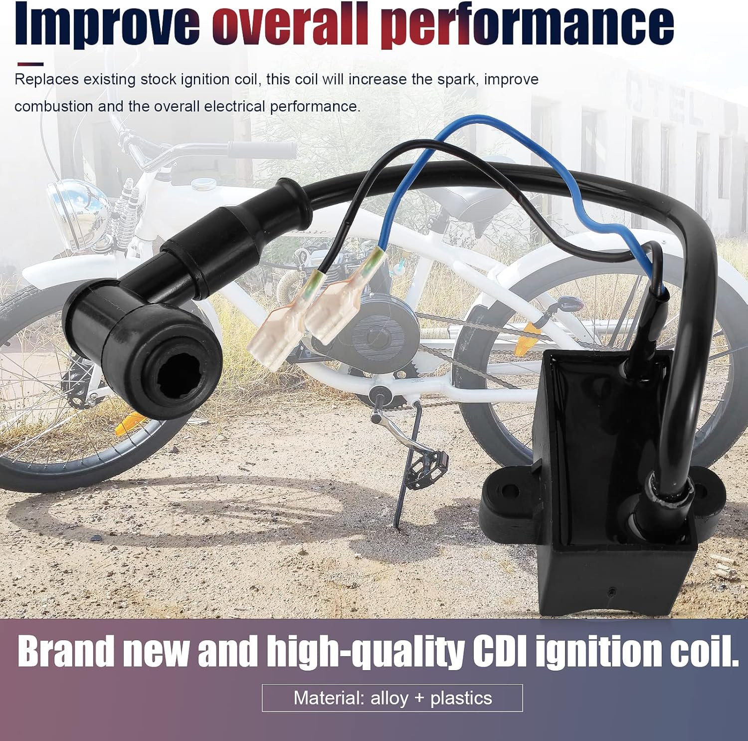 CDI Ignition Coil for 49Cc 50Cc 60Cc 66Cc 80Cc 2-Stroke Engines Motor Motorized