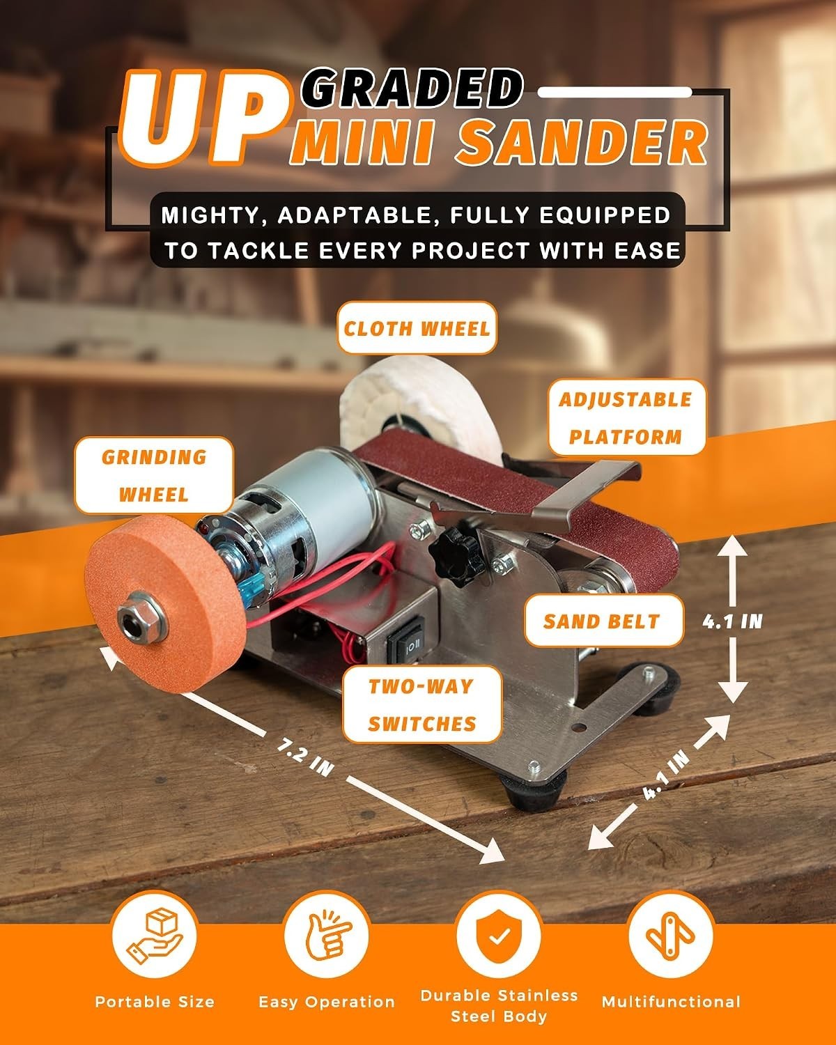 Mini Belt Sander, Electric Small Sander Knife Sharpener, Compact Design .