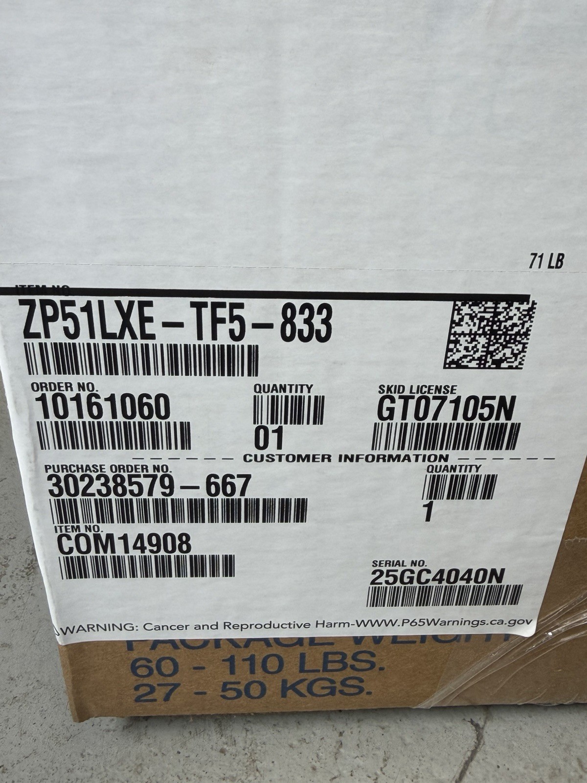 NEW ZP51LXE-TF5-833 52,500 BTU R410A 208-230 3PH ZP51LXE-TF5 ZP51K6E-TF5 ZP51K5E