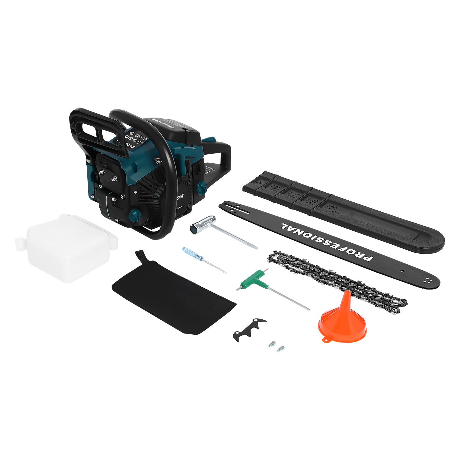 58CC Gas Powered Chainsaw with 20” Guide Bar Saw Chain 2-Stroke Engine Cut Wood