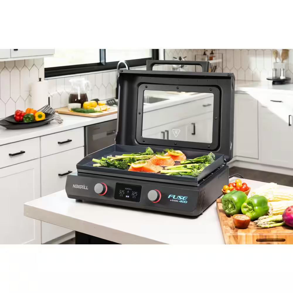 Fuse 400 22 In. Tabletop Electric Grill Griddle in Black