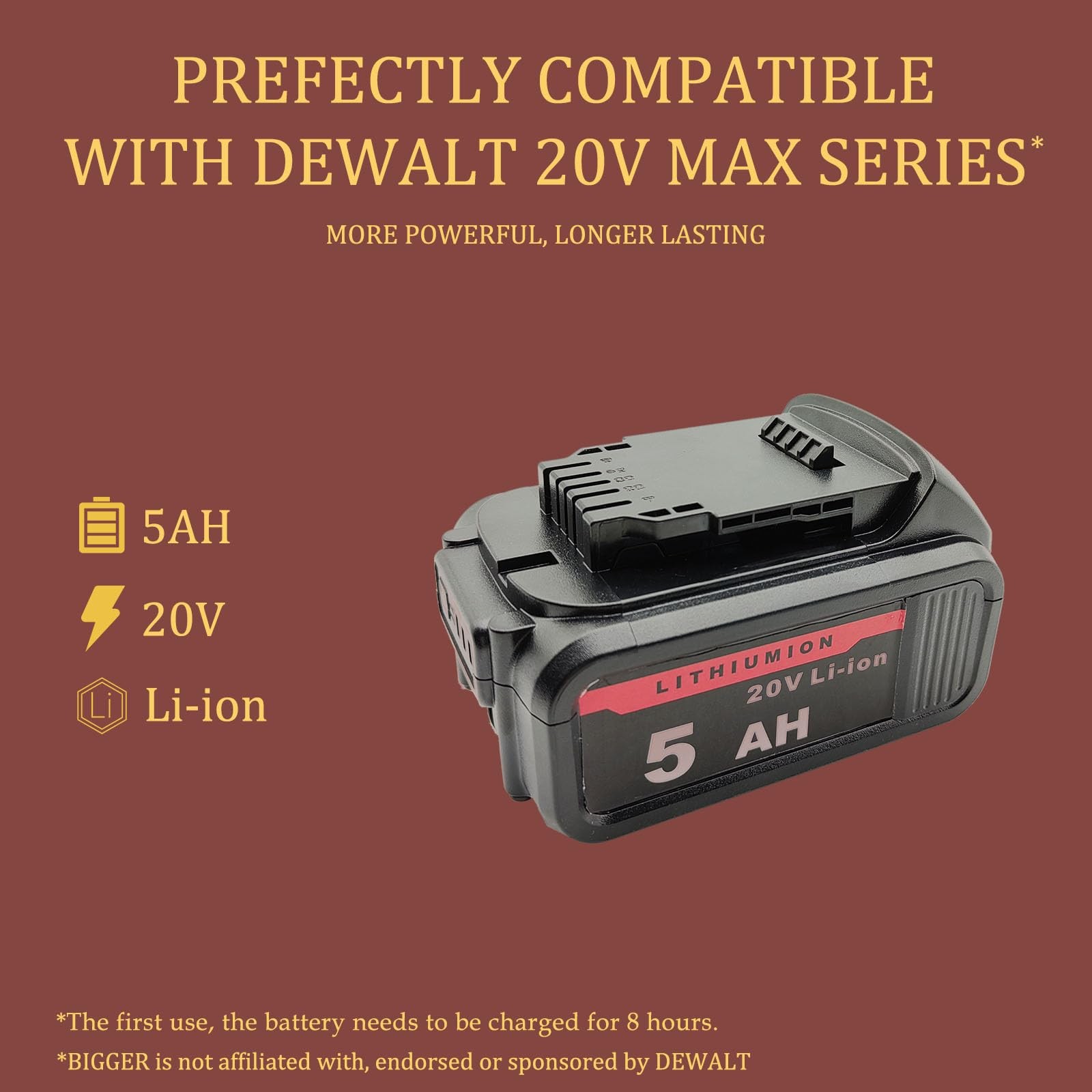 20V 5Ah Battery for Dewalt 20V MAX XR Battery, Used with DeWalt Cordless Powe…