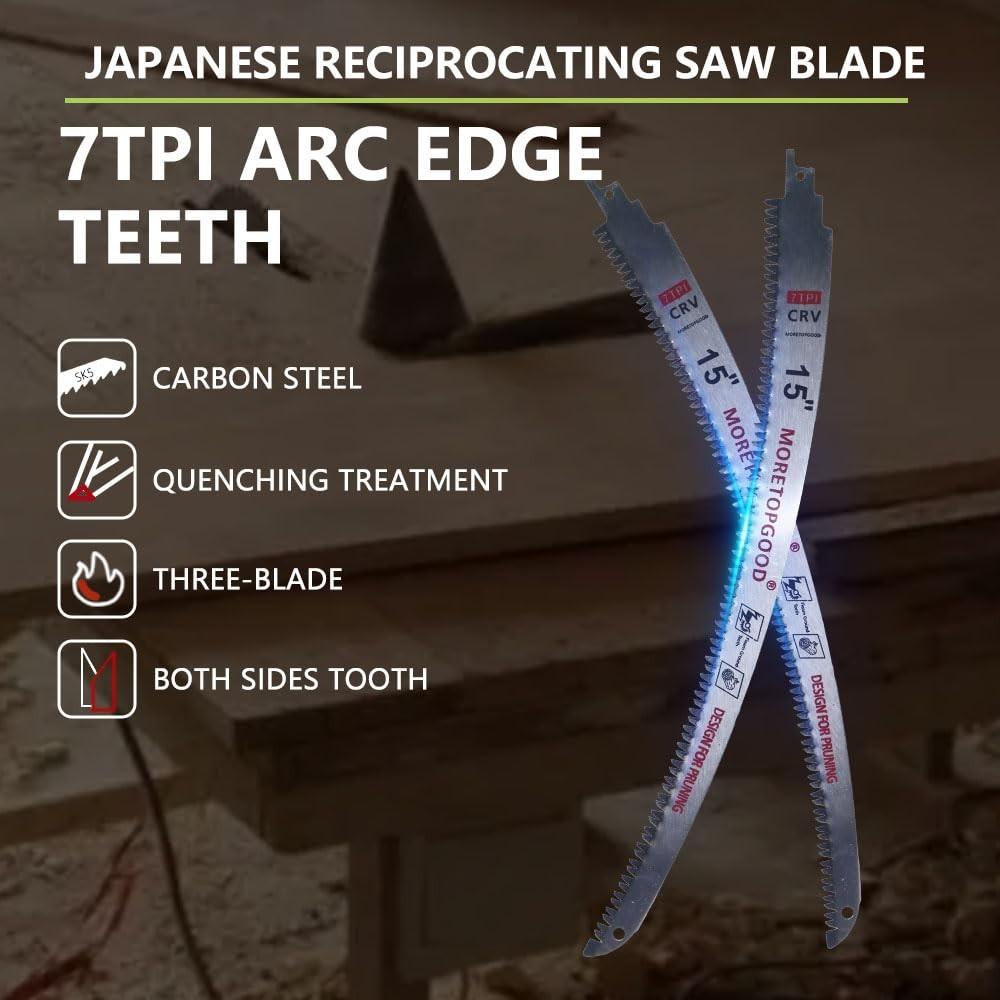 EZARC Japanese Teeth Reciprocating Saw Blade 15 Inch, Arc Edge Wood Pruning Saw