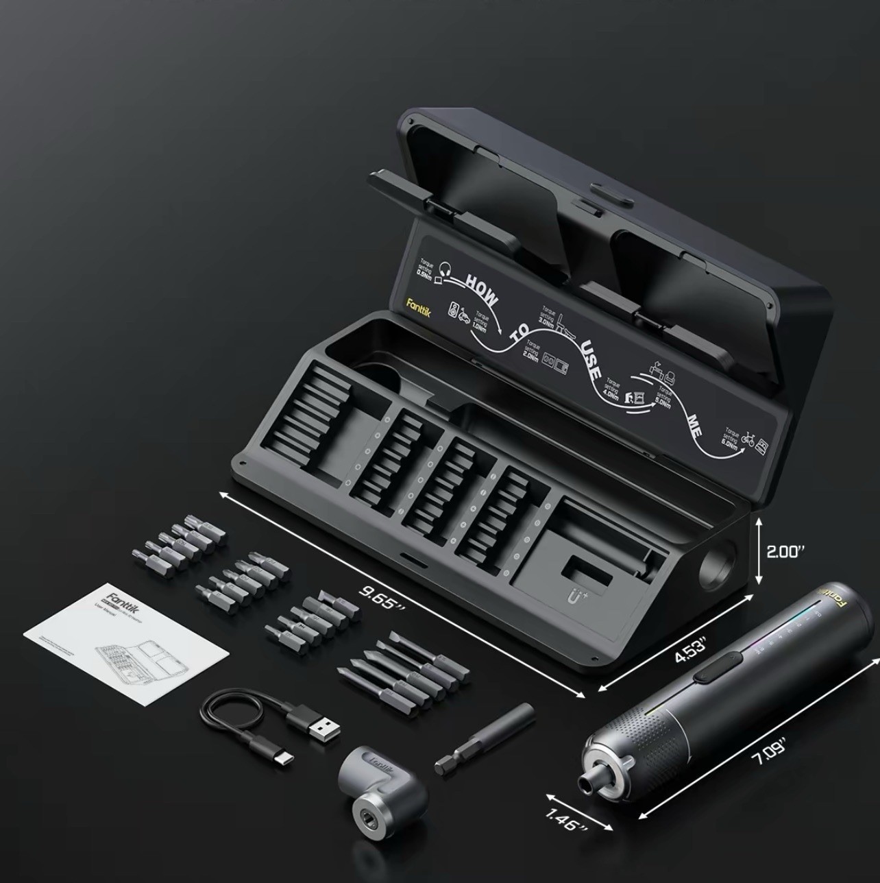 Fanttik S2 Pro Electric Screwdriver, Cordless Screwdriver Set, 7 Torque Settings