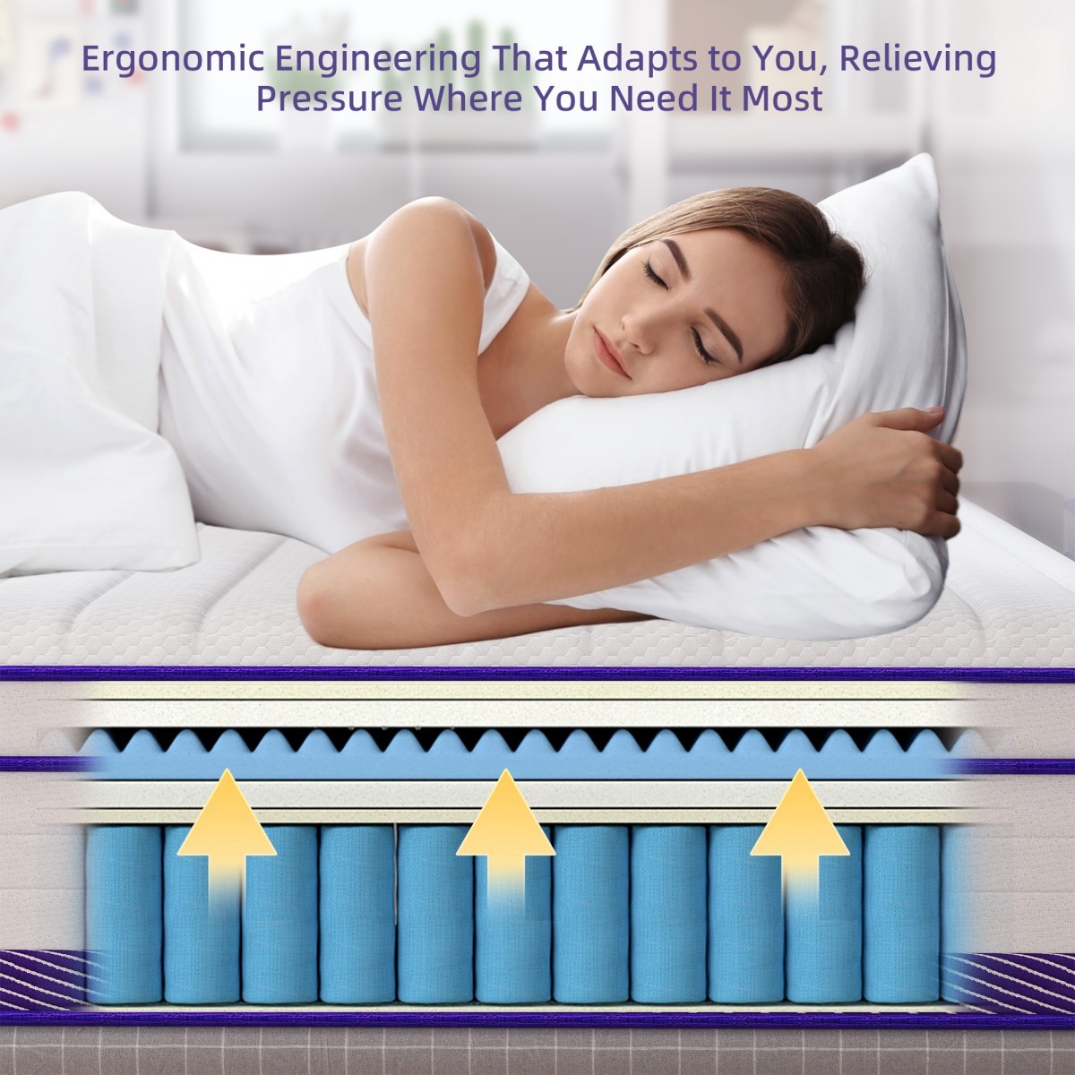 12″14″ Gel Memory Foam Spring Hybrid Queen Mattress Twin Full King Size In A Box