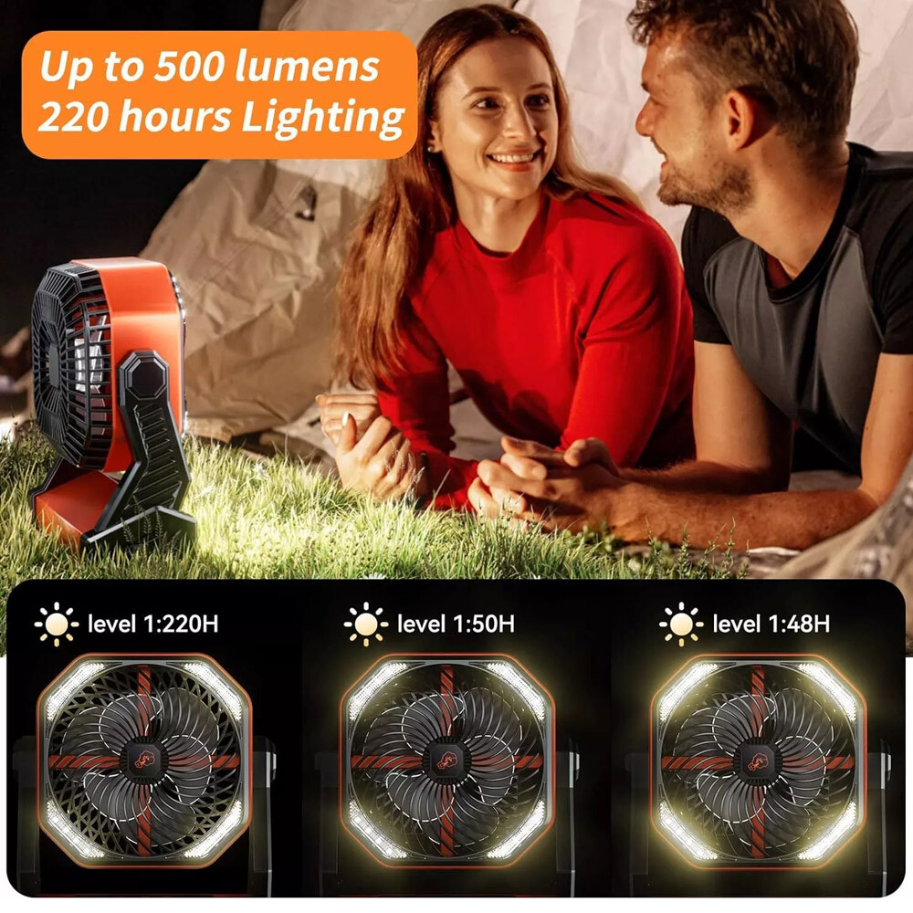Up To 138 Hours Battery Powered Portable Outdoor Camping Fan w/ Remote Control