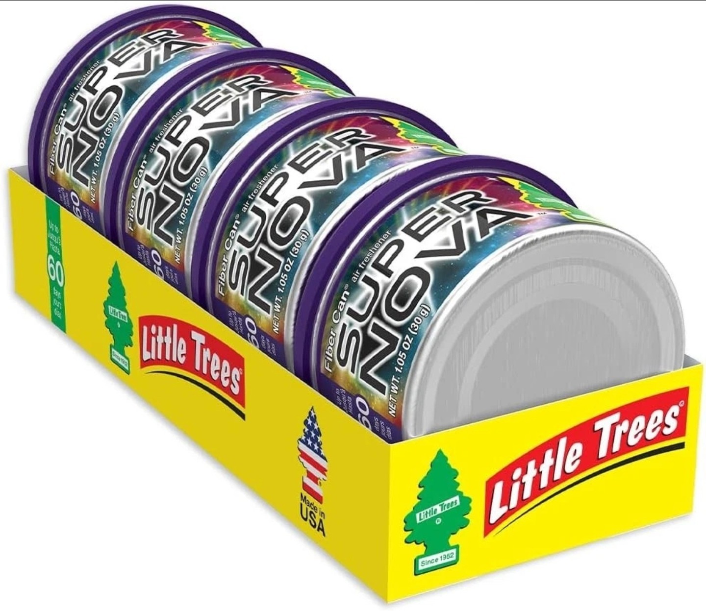 Little Trees Fiber Can Car Air Freshener Supernova Scent, 4 Packs, Free Shipping