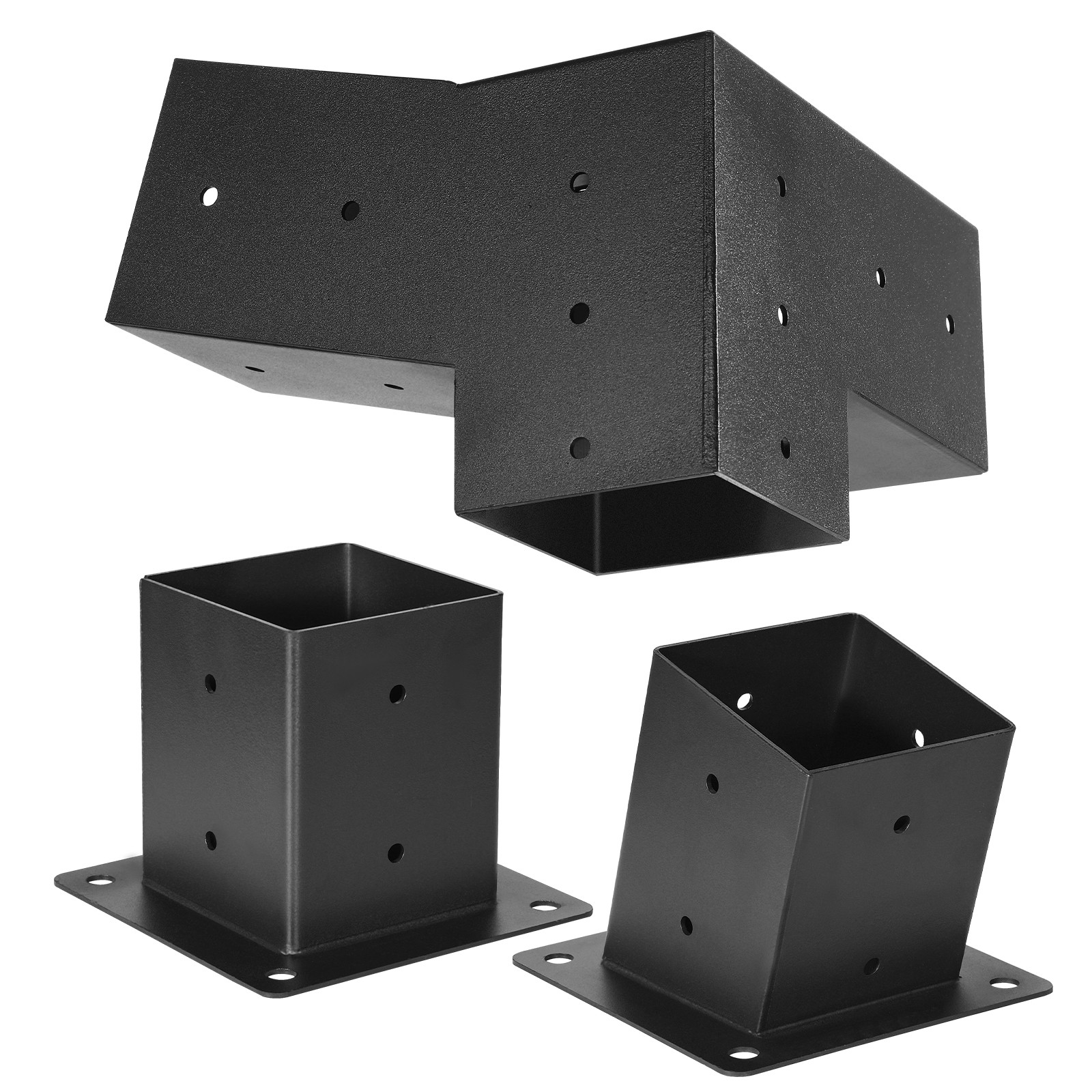 VEVOR 4×4 Inch Pergola Bracket Kit Inner 3.5×3.5 3-Way Slanted Brackets DIY Post