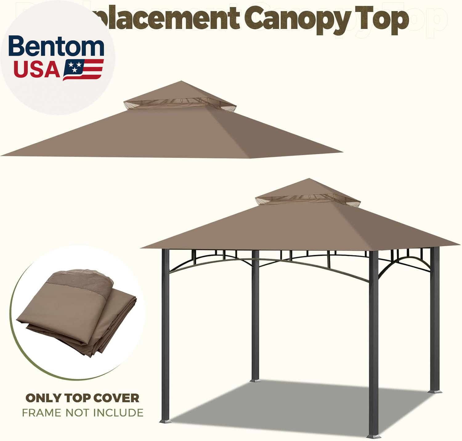 Replacement Canopy Top for Target Madaga Gazebo Model L-GZ136PST (Khaki)