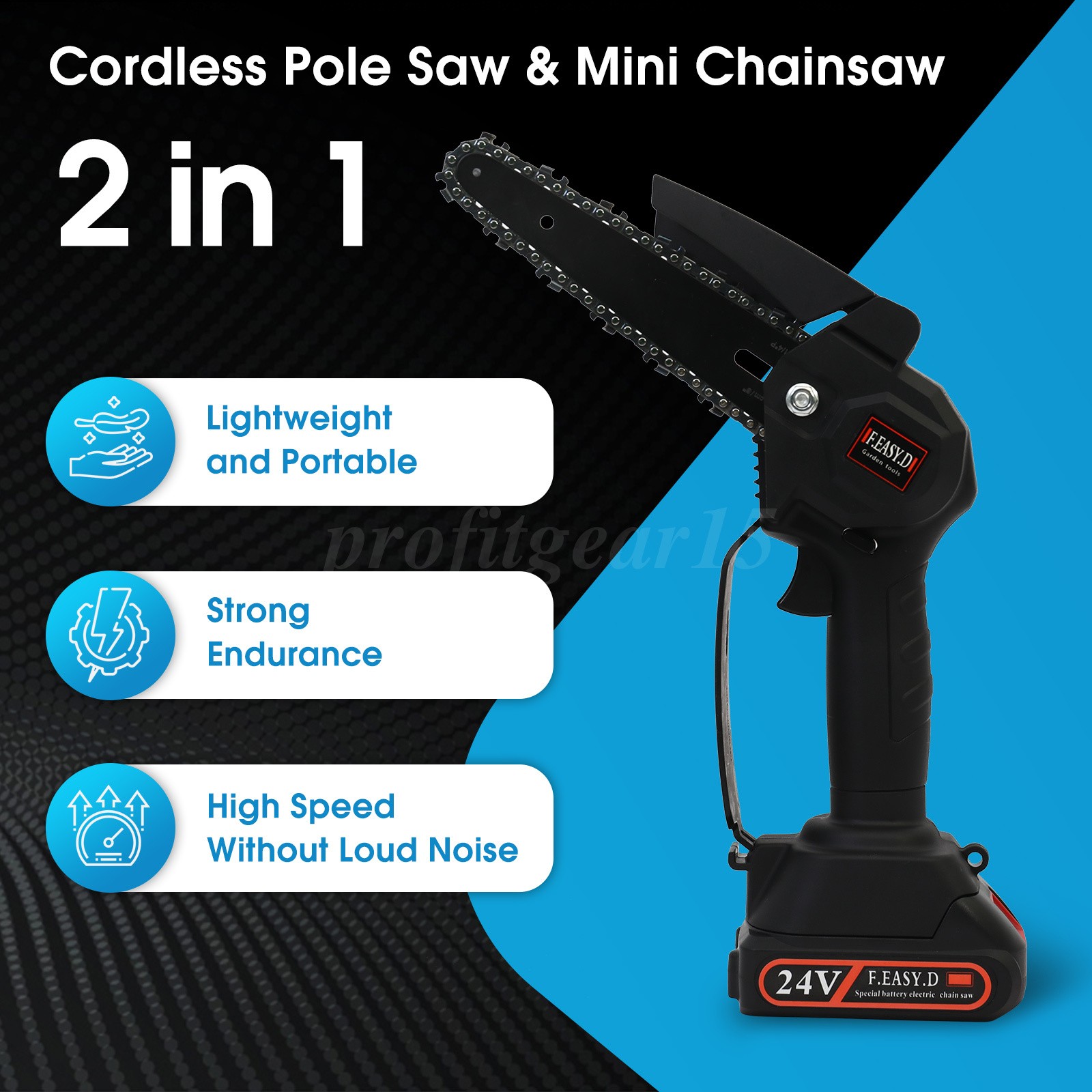 4-in-1 Cordless Pole Saw Electric Pruning Shears 8 Inch Mini Chainsaw 16Ft Reach