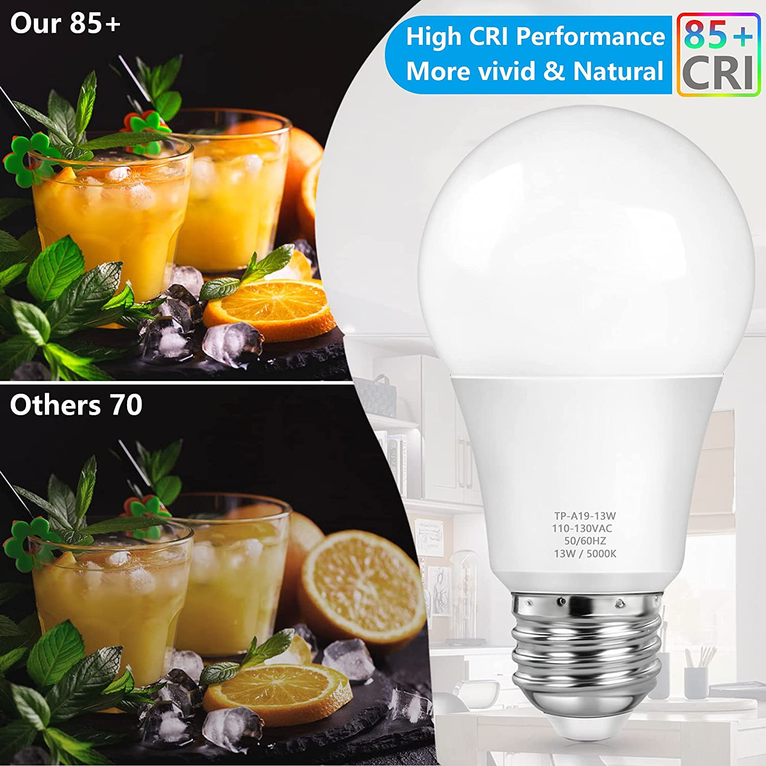 4-Pack A19 LED Light Bulbs 100 Watt Equivalent LED Bulbs Daylight 5000K 1500 Lu