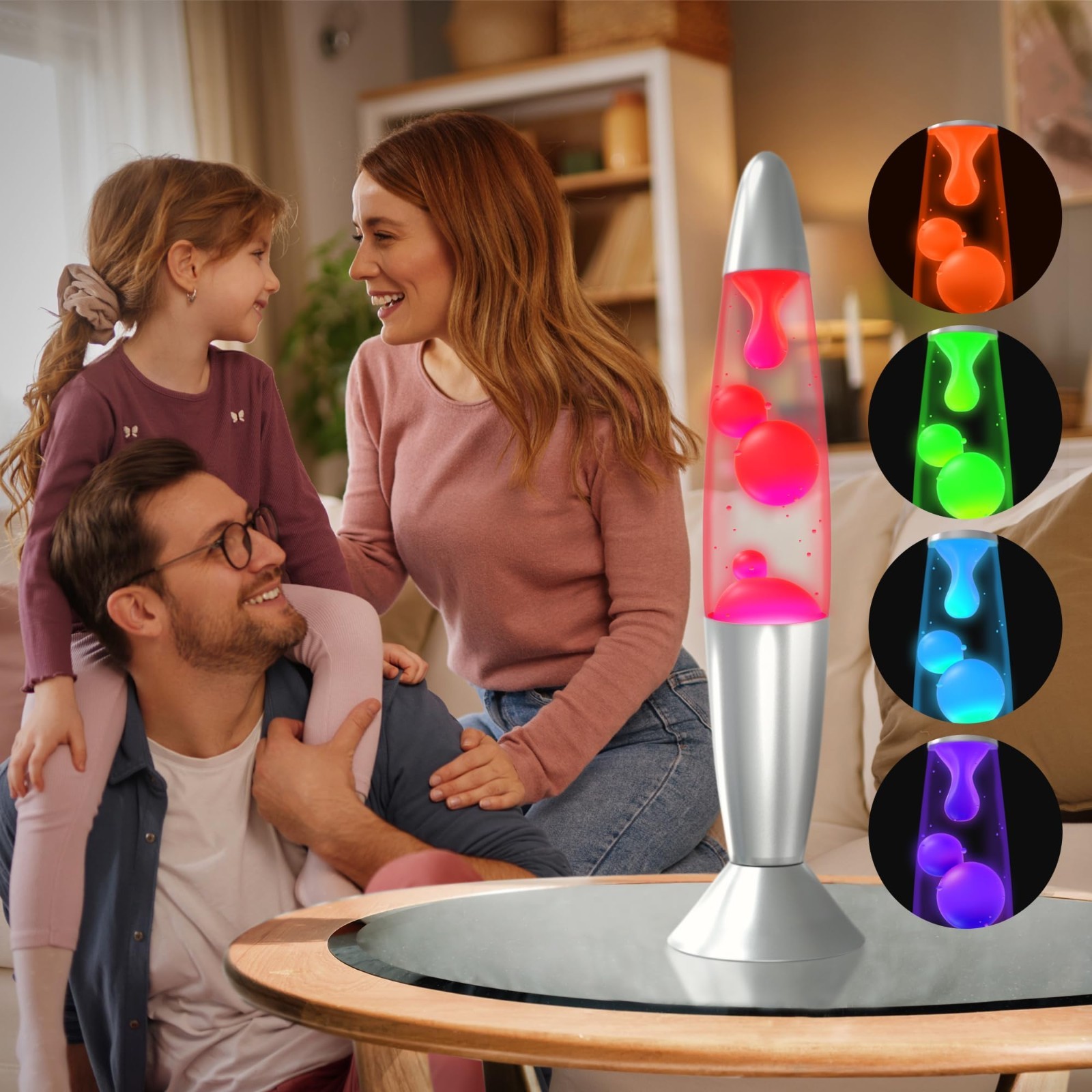 16-Inch Silver Base Lava Lamp with Yellow Wax in Purple Liquid