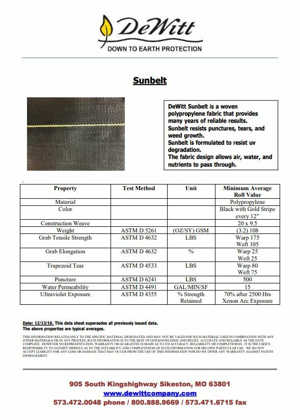 DeWitt BROWN Sunbelt 3.2 ounce Multiple Sizes 3ft, 4ft, & 6ft