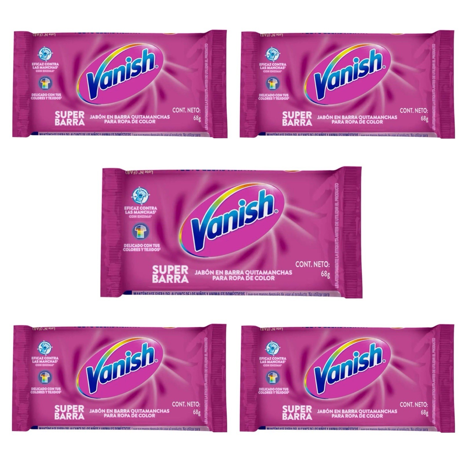 5X VANISH COLOR CLOTHES 🇲🇽 Stain Remover Bar Soap, 68g, 5 Pack