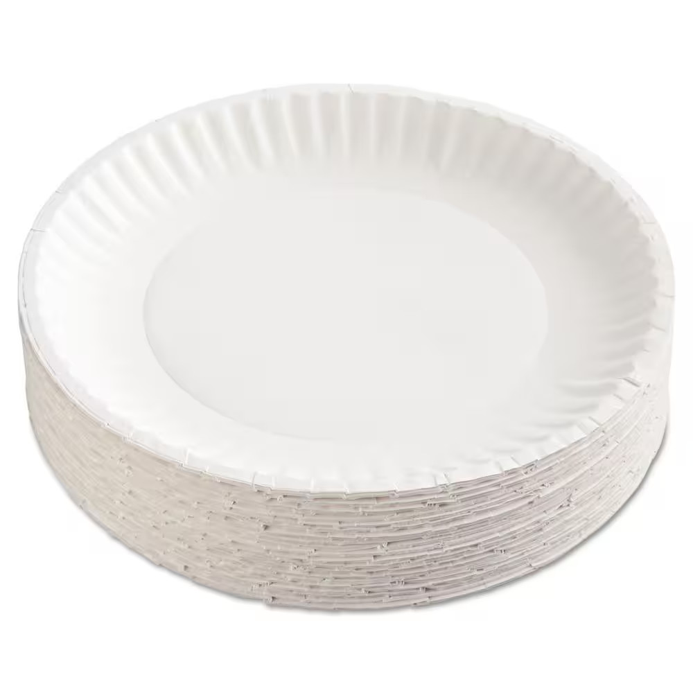 9 In. Uncoated Disposable Paper Plates in White (1200 per Case)